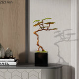 Creative Enamel Pine Tree Statue Desk Decoration Ornaments Metal Artwork Modern Crafts Pine Tree Sculpture Room Aesthetics Decor