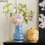 Classical Blue and White Porcelain Vase Flower and Bird Patterns Storage Jar Table Decoration Flower Arrangement Plant Pots