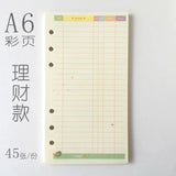 A6 Notebook Inside page 6 Ring Journal Spiral Replacement Journal Cute Note Book Weekly Grid Blank Diary Paper free shipping