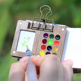 AOOKMIYA 12-color Schminke Watercolor Mini Paint Box Walnut Travel Portable Watercolor Palette Student Painting Art Supplies