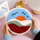 AOOKMIYA CHENISTORY-Punch Needle Embroidery Landscape Kits Sewing Kit Needlework Cross Stitch Beginner Kits For Adult Funny Embroidery