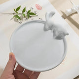 AOOKMIYA Moon Rabbit Shape Ceramic Palette for Watercolor Painting Cute Brush Holder White Porcelain Easy To Clean Student Art Supplies