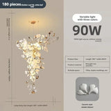 Large Ginko Leaf Chandeliers High Ceiling Staircase Ceramics Leaf Pendant Hanging Chandelier for Vila Lobby Luxury Living Room