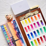 AOOKMIYA New Color Russian White Night Solid Watercolor Paint Set 12/24 Colors Zoology Modern History Painting Art Supplies