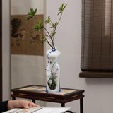 1PC Jade porcelain hand-painted cheongsam vase, retro decorative item, flower arrangement, Chinese ceramic handcrafted