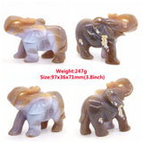 Elephant Statue Natural Gray Agate Geode Crystal Carved Reiki Healing Stone Animal Figurine Handicraft Home Decoration Ornaments