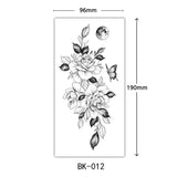 AOOKMIYA Waterproof Flower Temporary Tattoos for Women Black Floral Tattoo Stickers for Hand Arm Body Disposable Fake Tattoo Body Art