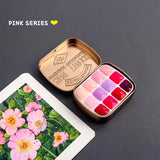 AOOKMIYA Red/pink 12-color Watercolor Paint Repackaging Package 0.5/1/2ML Mini Travel Portable Watercolor Box Painting Supplies