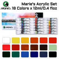 AOOKMIYA Marie's Acrylic Paint Set,12/18 Colors x 0.41oz/12 ml Tubes,Professional on Rocks,Canvas,Wood,Crafts,Paper,Wood,Rock for All-age