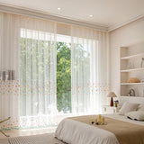 New Modern Simple Curtains Gauze Curtain for Bay Window White Gauze Curtain Sunscreen No Drilling Track Hook Custom Window Gauze