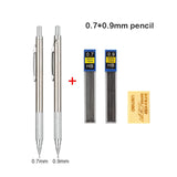Mechanical Pencil Set 0.3 0.5 0.7 0.9 1.3 2.0mm Full Metal Art Drawing Painting Automatic Pencil with Leads Office School Supply