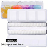 AOOKMIYA Empty Watercolor Palette, Metal Watercolor Tin with 26pcs Half Pans Paint Case with Lid Paint Box for Travel Gouache Oil Paintin  AOOKMIYA.COM