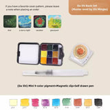 New Mini Travel Solid Watercolor Paint Packaging 9-color Small Metal Mini Watercolor Box Student Painting Supplies   Gouache
