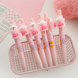 36pcs Gel Pens Suit 0.5mm Black Cartoon Cute Milk Tea Rabbits Surprise Hide-And-Seek Press Students Learn Office Stationery