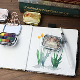 AOOKMIYA Mini Portable Watercolor Paint Box Metal Watercolor Sub-packing Box Pigment Moisturizing Box Sketch Painting Art Supplies