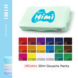 AOOKMIYA HIMI Gouache Paints Set 18/24colors 30ml Jelly Cup Non-Toxic Gouache Artist Watercolor Paint with Palette For Painting Art