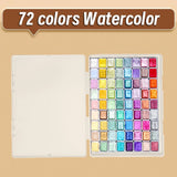 AOOKMIYA 72 Colors Metallic Watercolors with Intense Sparkle, Pearlescent Glitter Solid Pigment, Flash Iridescent Paints, Golden Slivery