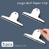 AOOKMIYA 1pc/3pcs/5pcs Large Bull Paper Clips 14.5cm/5.7in,School Supplies for Bulletin Board,Artworks,Food Bag,Photos,Metal Chip