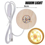 AOOKMIYA 1/4pcs Wooden LED Display Base Light Luminous USB Lamp Holder for Crystal Ball Glass Resin Art Ornament Stand Decor Kids Gifts