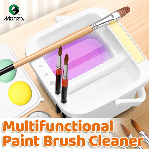 AOOKMIYA Marie's White Paint Brush Cleaner Washer with Lid,Paint Wash Pen Holder,Multipurpose Portable Brush Washing for Watercolor,Gouac