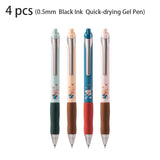Deli 4pcs Black Ink Quick-drying Cute Gel Pen Signing Pen School Supplies Gift Kawaii Gel Pens Office Supplies Stationery