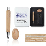 New 5.5x5.6mm Automatic Pencil Imported Movement Architectural Drawing Sketching Core Sharpener Walnut Wood Carbon Rod Set