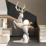 Modern Home TV Cabinet Decor Large Deer Floor Ornament for LivingRoom Luxury Abstract Standing Statue Sculpture Decorative Piece
