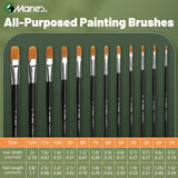 AOOKMIYA Marie's 12pcs Nylon Hair Filbert Brushes Kit for Oil,Acrylic,Gouache,Rocks,Watercolor,Crafts,Models,Canvas for Artists,Adults
