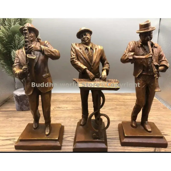 Collection A SET 3PCS TOP COOL Bronze sculpture Pop Music country music Saxophone Clarinetto HOME BAR CLUB Decorative ornament