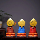 Chinese Taoist Deities Statue Set, Hand-Carved Wood Bodhisattva Buddha Figure Home Altar Decor Ornament