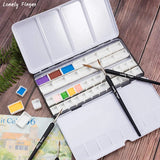 Large Empty Watercolor Metal Tin Palette With 26 Half Pans 14 Full Pans For Artist Travel Watercolor Paints