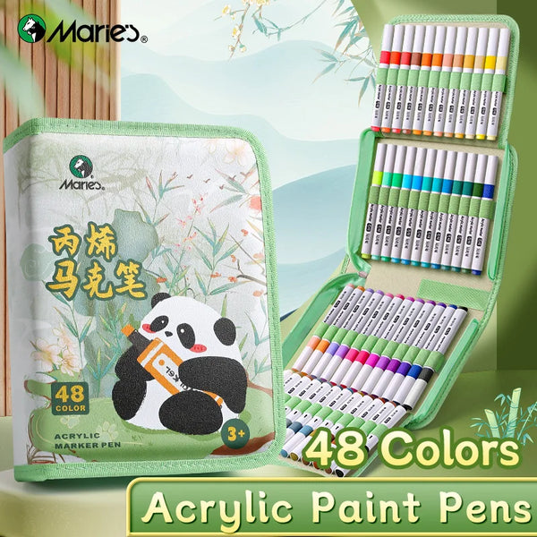 AOOKMIYA 48 Colors Marie's Acrylic Markers with Case,Waterproof Pen Set for Cards,Note,Journaling,Writing,Coloring for Artist and Adults