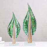 AOOKMIYA Glass Tree Transparent Glass Ornaments Simulated Plant Sculpture Leaves Decorative Figurines Home Decoration Accessories