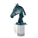 AOOKMIYA Glass Craft Clear Horse Head Artificial Animal Sculpture Crystal Horse Statue Decorative Figurines Room Decoration Accessories