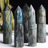 AOOKMIYA 8-15cm Large Size Natural Labradorite Tower Point Obelisk Ornament for Home Room Living Room Office Decor Christmas Gift