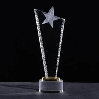 AOOKMIYA Customized Transparent Crystal Trophy, Five-Star, Creative Awards Ceremony, Competition Event, Craft Gift, Home Decorations, 1Pc