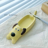 AOOKMIYA Creative Ceramic Watercolor Palette Cute Cat/Dog Paint Tray Pen Holder Easy To Clean Portable Painting Art Supplies