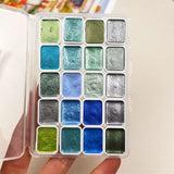 AOOKMIYA 20/24/60/72-Color Metal Watercolor Painting Set, New Portable Box With Sparkling Pearl Solid Watercolor Painting, Art Supplies