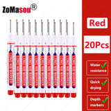 1-100Pcs 2cm Waterproof Long Head Markers Deep Hole Marker Pen for Metal Carpenter Red/Black/Blue/Green Ink Woodworking Tools