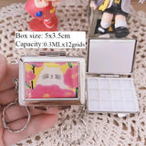 AOOKMIYA Empty Portable Watercolor Palette 12-grid Paint Box Mini Keychain Iron Box Paint Tray Student Travel Painting Art Supplies
