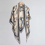 BYSIFA| Deep Khaki 30% Silk 70% wool Scarf Shawl Printed New Brand Fall Winter Women Triangle Silk Wool Scarves Wraps 130*200cm