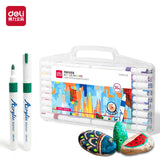 AOOKMIYA Deli 12/24/36 Colors Paint Markers Waterproof Quick Drying Acrylic Marker Pens for Wood Rock Canvas Cups Birthday Gifts