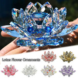 AOOKMIYA Crystal Lotus Flower Figurine Home Wedding Decoration Glass Craft Collection Paperweight Table Ornaments Souvenir Gifts