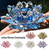 AOOKMIYA Crystal Lotus Flower Figurine Home Wedding Decoration Glass Craft Collection Paperweight Table Ornaments Souvenir Gifts
