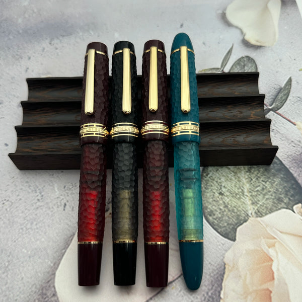 WingSung 630 Hammer Pattern Fountain Pen Iraurita 0.5mm NO.8 Nib Piston Resin Gold Clip Pen Stationery Business Writing Gifts