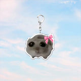 AOOKMIYA ART+ Creative Gifts Creative Cute Pink Bowknot Hamster Keychian For Women Men Simple Design Im Just A Girl Sad Animal Keyring Bag Funny Jewelry