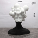Abstract Figure Sculpture Resin Handicraft Ornaments Black and White Mosaic Woman Figurine Human Head Statue Home Decoration