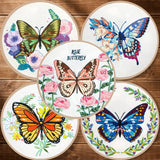 AOOKMIYA Butterfly Broidery Kit with flower Embroidery Kit for Beginners Needles Enough Embroidery Thread