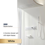 Luxury  black brass shower system wall-mounted LED digital display design Cold & hot dual-control 4-function ceiling shower Tap