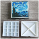 Mini Watercolor Paint Box Metal Mirror 16 Grid Square Palette Paint Tray Travel Sketch Painting Aquarela Art Supplies